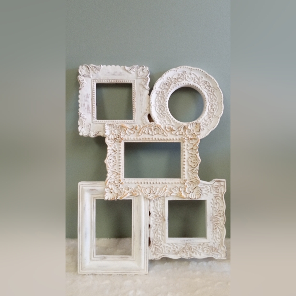 Shabby Chic White Ornate Multi-Frame Wall Decor